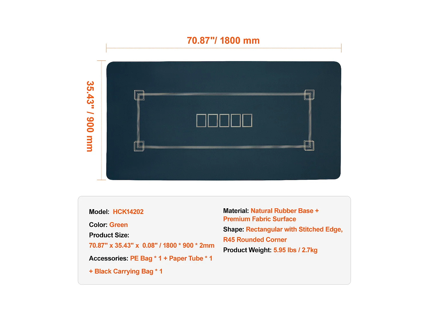 Table de Poker, SucceBuy Plateau de Table 180x90 cm, 6-8P, Pliable, Tapis de Poker, Poker, 0V, Caoutchouc et Tissu, Vert