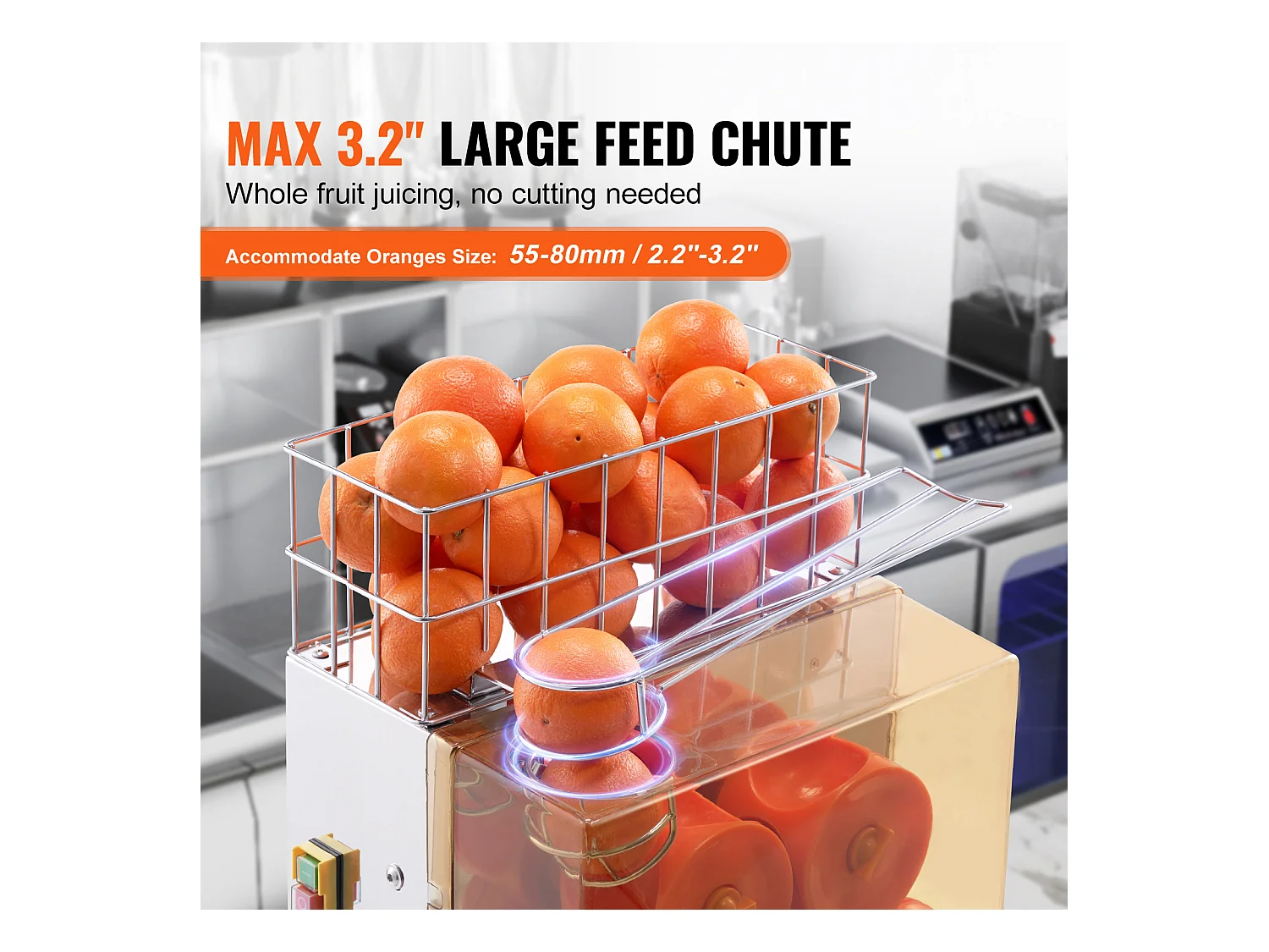 Presse-Agrumes SucceBuy Commercial 120 W avec Extracteur de Jus d'Orange et Robinet d'Eau, Presse 20 Oranges/Minute, Couvercle en PC