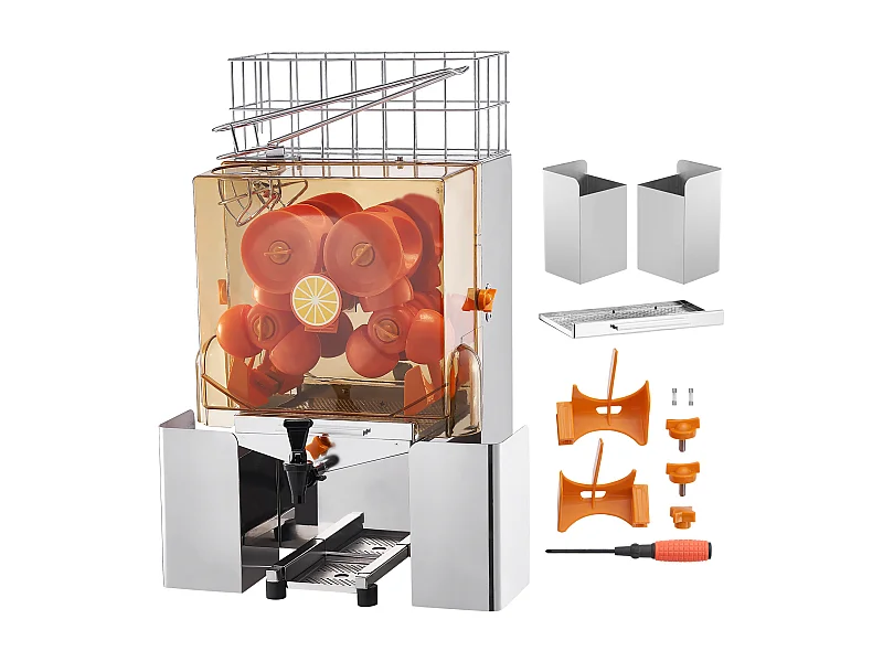 Presse-Agrumes SucceBuy Commercial 120 W avec Extracteur de Jus d'Orange et Robinet d'Eau, Presse 20 Oranges/Minute, Couvercle en PC