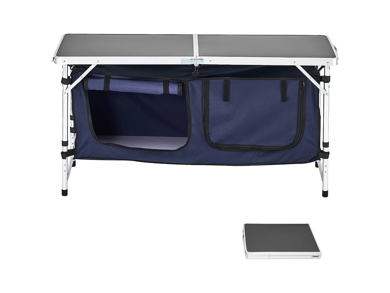 Cuisine de Camping, SucceBuy Table de Cuisine de Camping - Station de Cuisson Portable Pliante, 3 Hauteurs Réglables