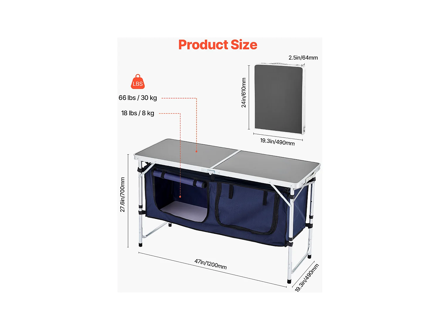 Cuisine de Camping, SucceBuy Table de Cuisine de Camping - Station de Cuisson Portable Pliante, 3 Hauteurs Réglables