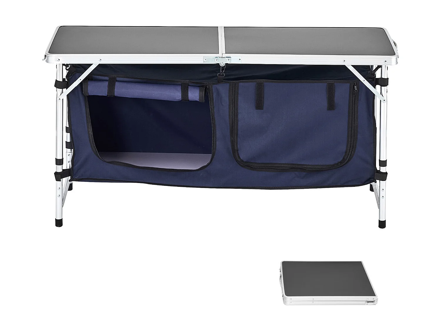 Cuisine de Camping, SucceBuy Table de Cuisine de Camping - Station de Cuisson Portable Pliante, 3 Hauteurs Réglables