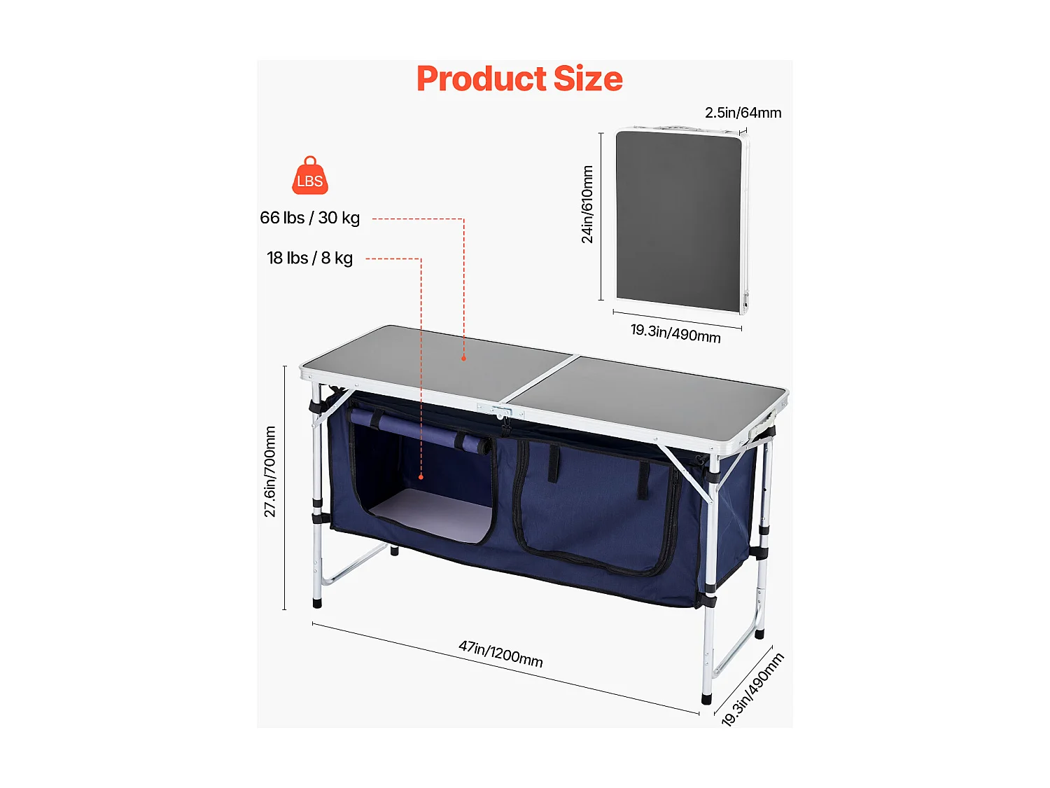 Cuisine de Camping, SucceBuy Table de Cuisine de Camping - Station de Cuisson Portable Pliante, 3 Hauteurs Réglables