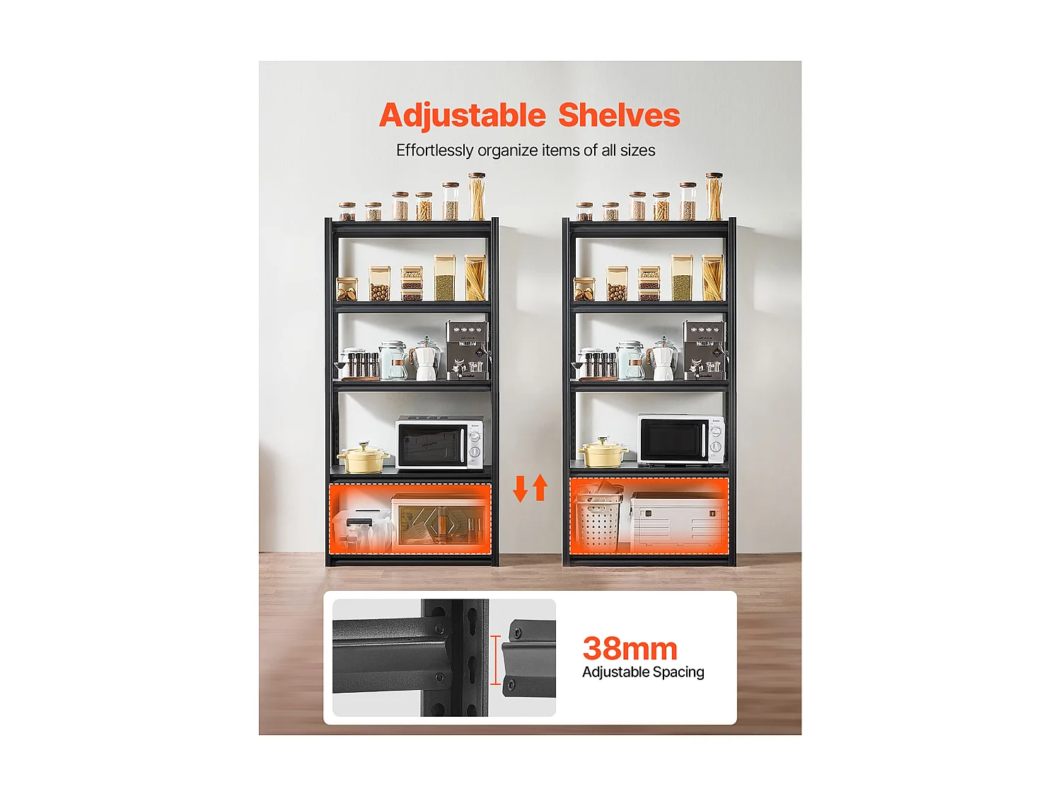 Étagère Métallique Garage SucceBuy Étagère de Rangement de Garage à 5 Niveaux, 46 cm P x 91 cm L x 183 cm H