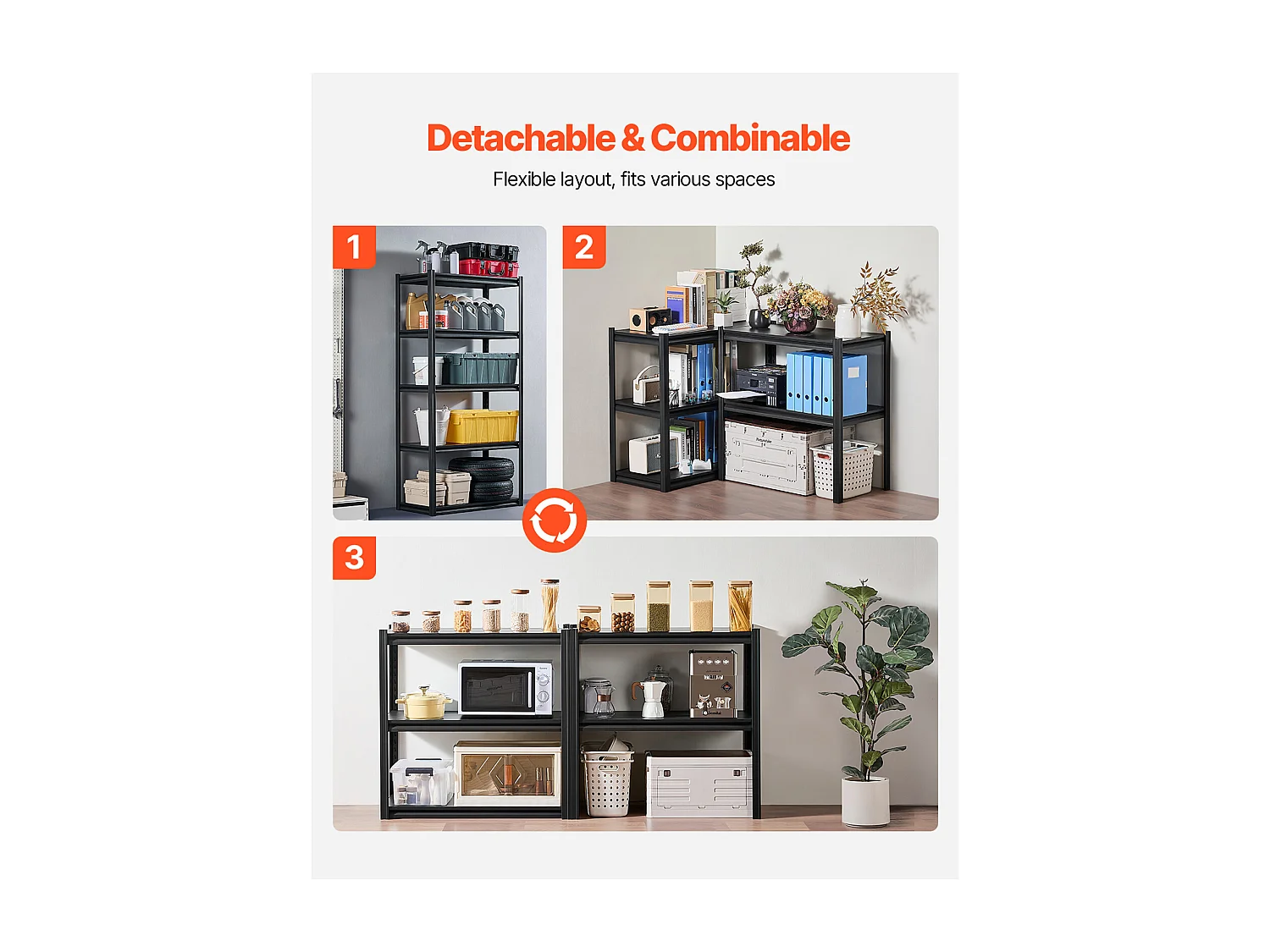 Étagère Métallique Garage SucceBuy Étagère de Rangement de Garage à 5 Niveaux, 46 cm P x 91 cm L x 183 cm H