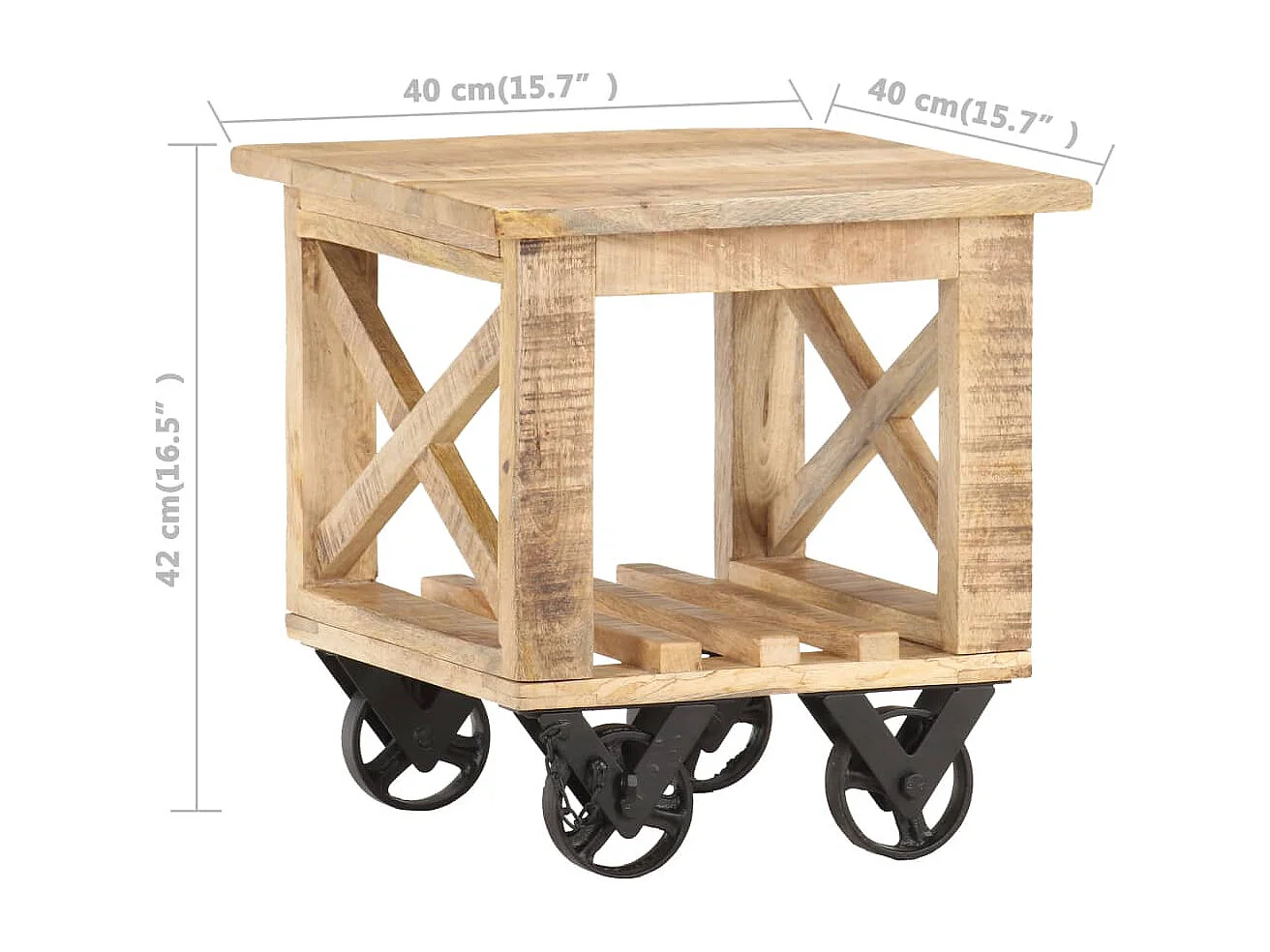 Table d'appoint sur roulettes bois marron 40 x 40 x 42 cm DEC032323