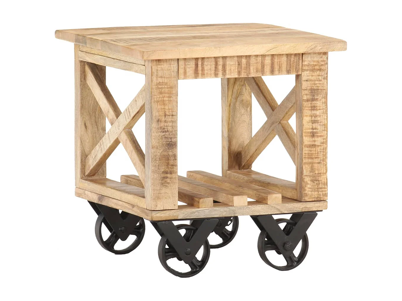 Table d'appoint sur roulettes bois marron 40 x 40 x 42 cm DEC032323