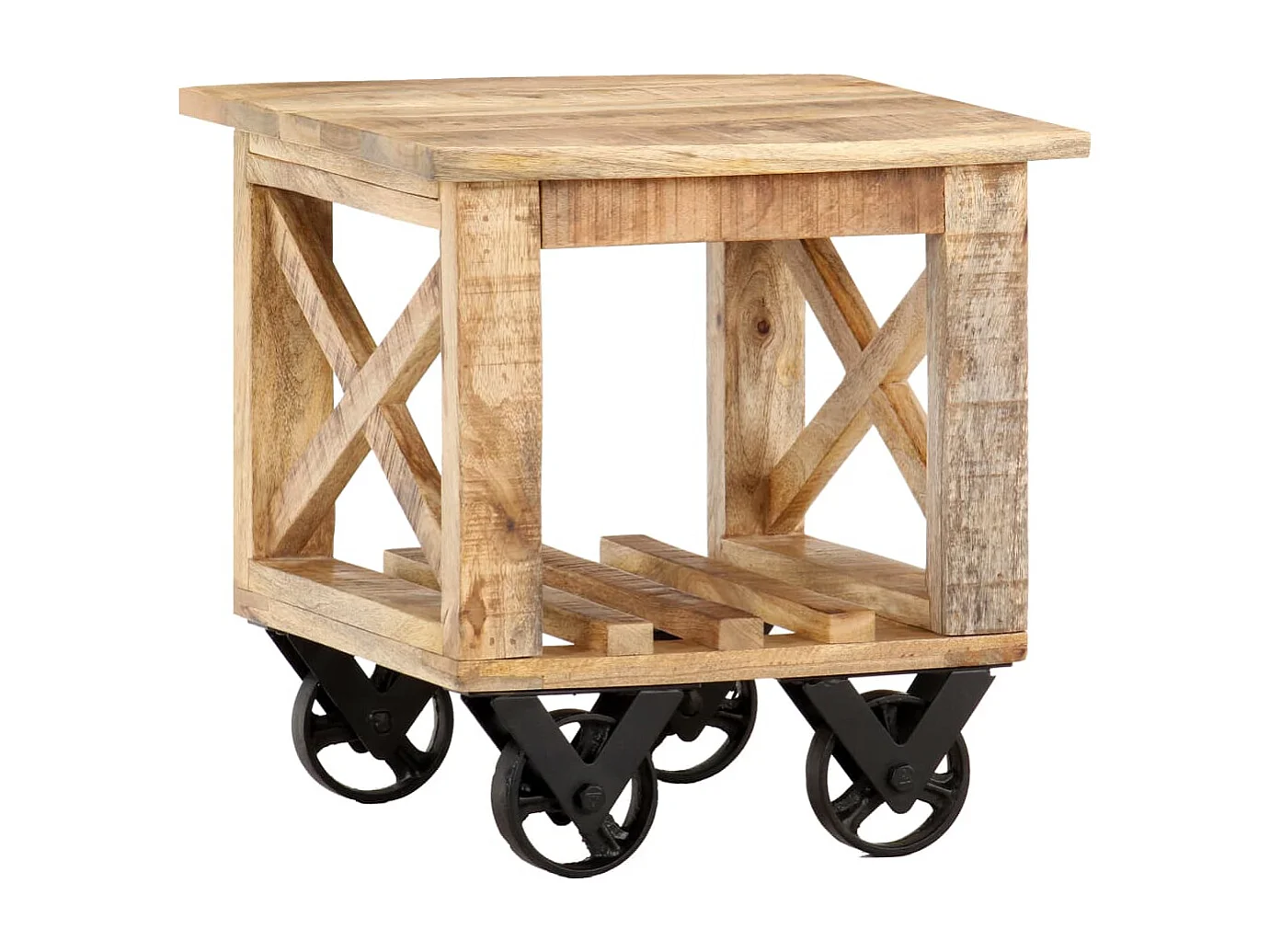 Table d'appoint sur roulettes bois marron 40 x 40 x 42 cm DEC032323