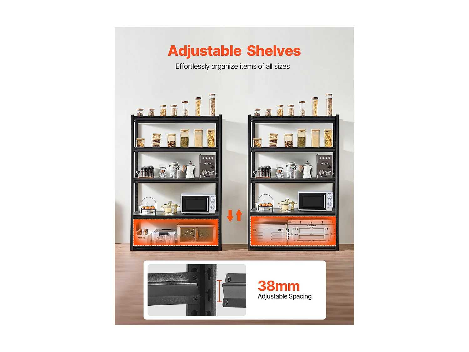 Étagère Métallique Garage SucceBuy Étagère de Rangement pour Garage à 5 Niveaux, 61 cm P x 122 cm L x 183 cm H