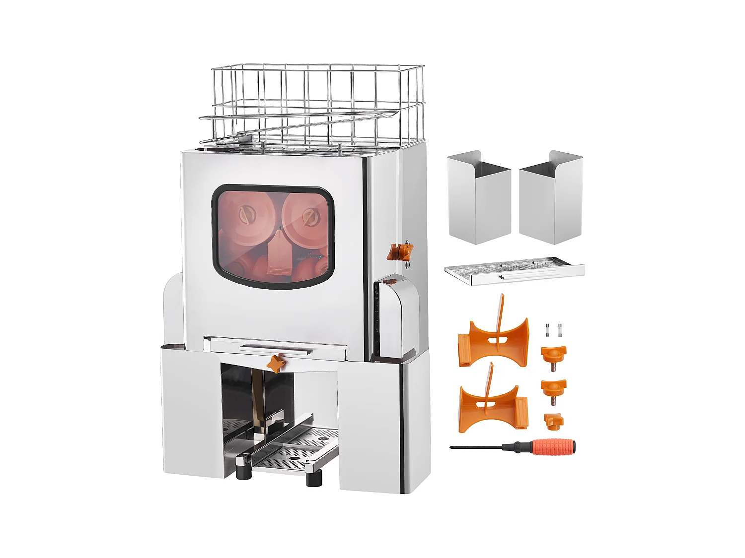 Presse-Agrumes SucceBuy Extracteur de Jus d'Orange Commercial 120 W, Presse-Agrumes en Acier Inoxydable avec Boîte à Filtre Extractible