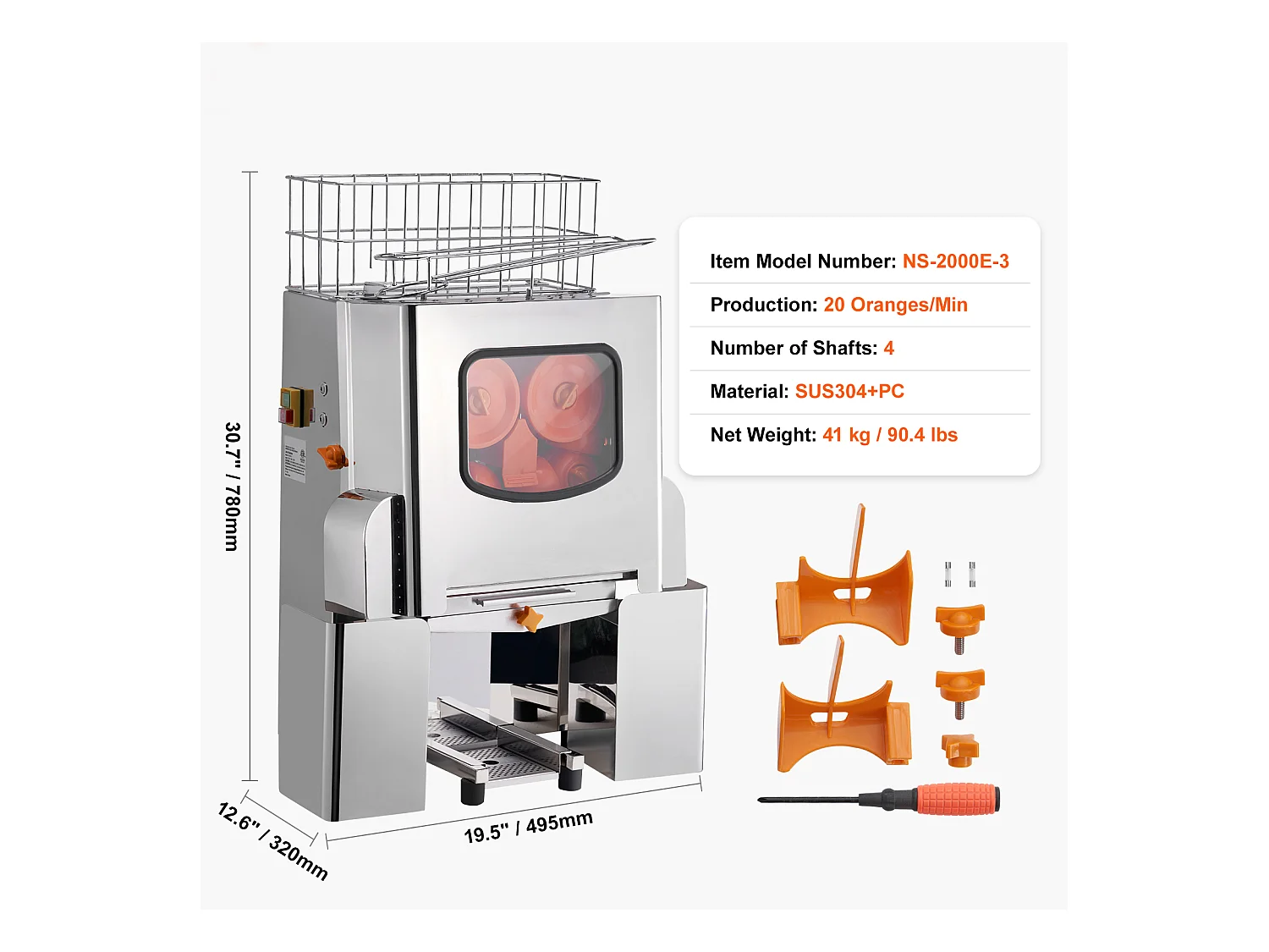 Presse-Agrumes SucceBuy Extracteur de Jus d'Orange Commercial 120 W, Presse-Agrumes en Acier Inoxydable avec Boîte à Filtre Extractible