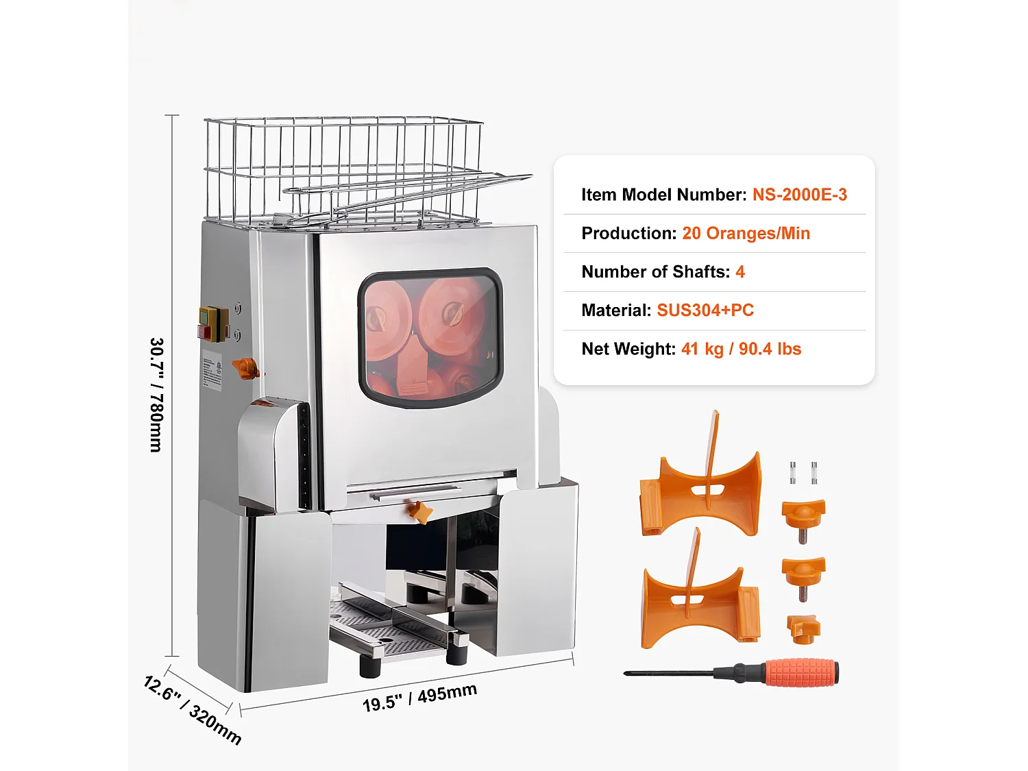 Presse-Agrumes SucceBuy Extracteur de Jus d'Orange Commercial 120 W, Presse-Agrumes en Acier Inoxydable avec Boîte à Filtre Extractible