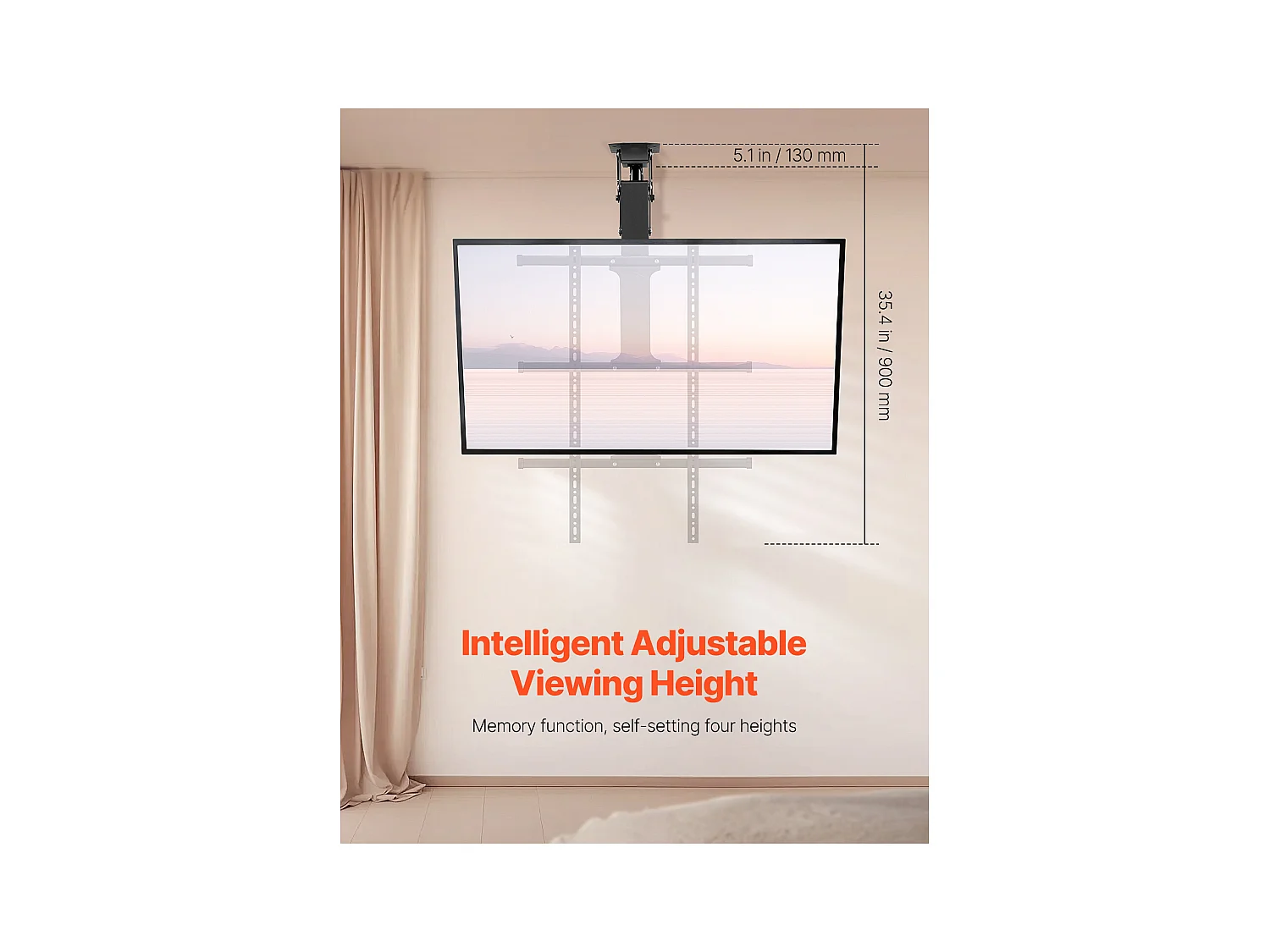 TV-Muurbeugel SucceBuy Gemotoriseerde Plafondbeugel - Elektrisch Klapbaar voor 81-165cm Schermen