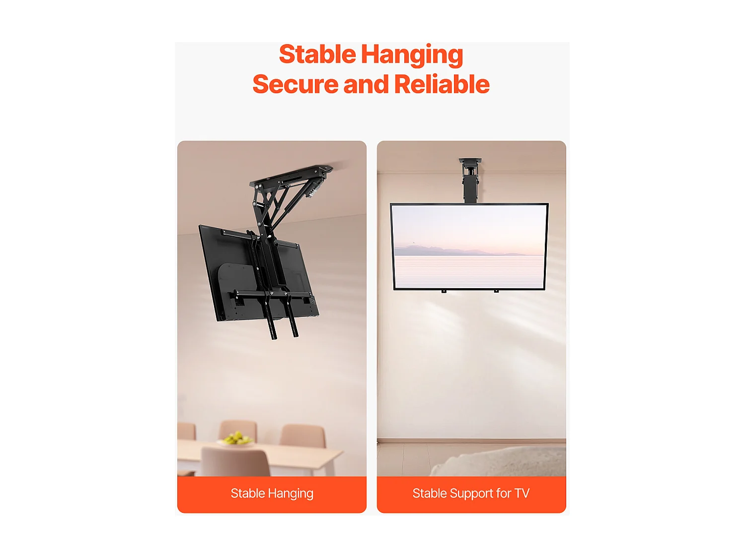 Support TV Murale SucceBuy Plafond Motorisé TV Mount-Flip Électrique vers le Bas pour 81-165 cm l'Écran