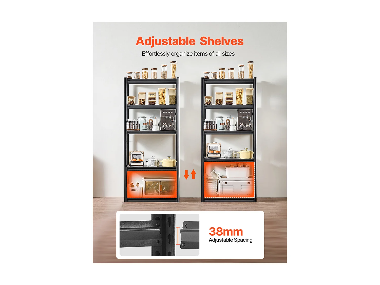 Scaffalature Metalliche per Garage SucceBuy Scaffali per Garage a 5 Ripiani, 41 cm P x 81 cm L x 183 cm A