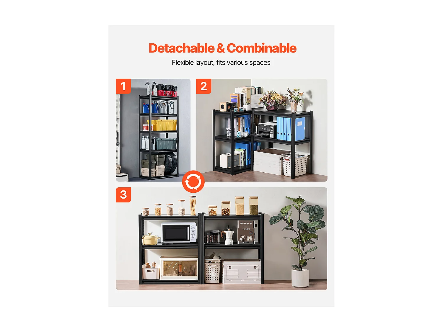 Scaffalature Metalliche per Garage SucceBuy Scaffali per Garage a 5 Ripiani, 41 cm P x 81 cm L x 183 cm A