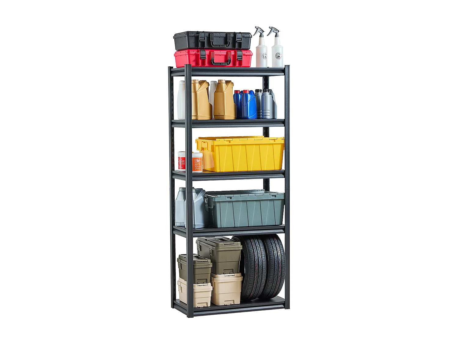 Scaffalature Metalliche per Garage SucceBuy Scaffali per Garage a 5 Ripiani, 41 cm P x 81 cm L x 183 cm A