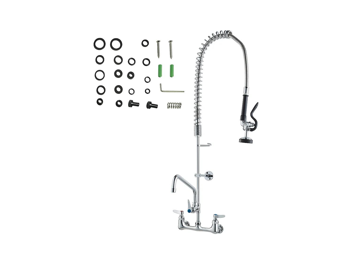 Keukenkraan, SucceBuy Commerciële Wandgemonteerde Keukenkraan - Met Voorspoelsproeier, 91 cm