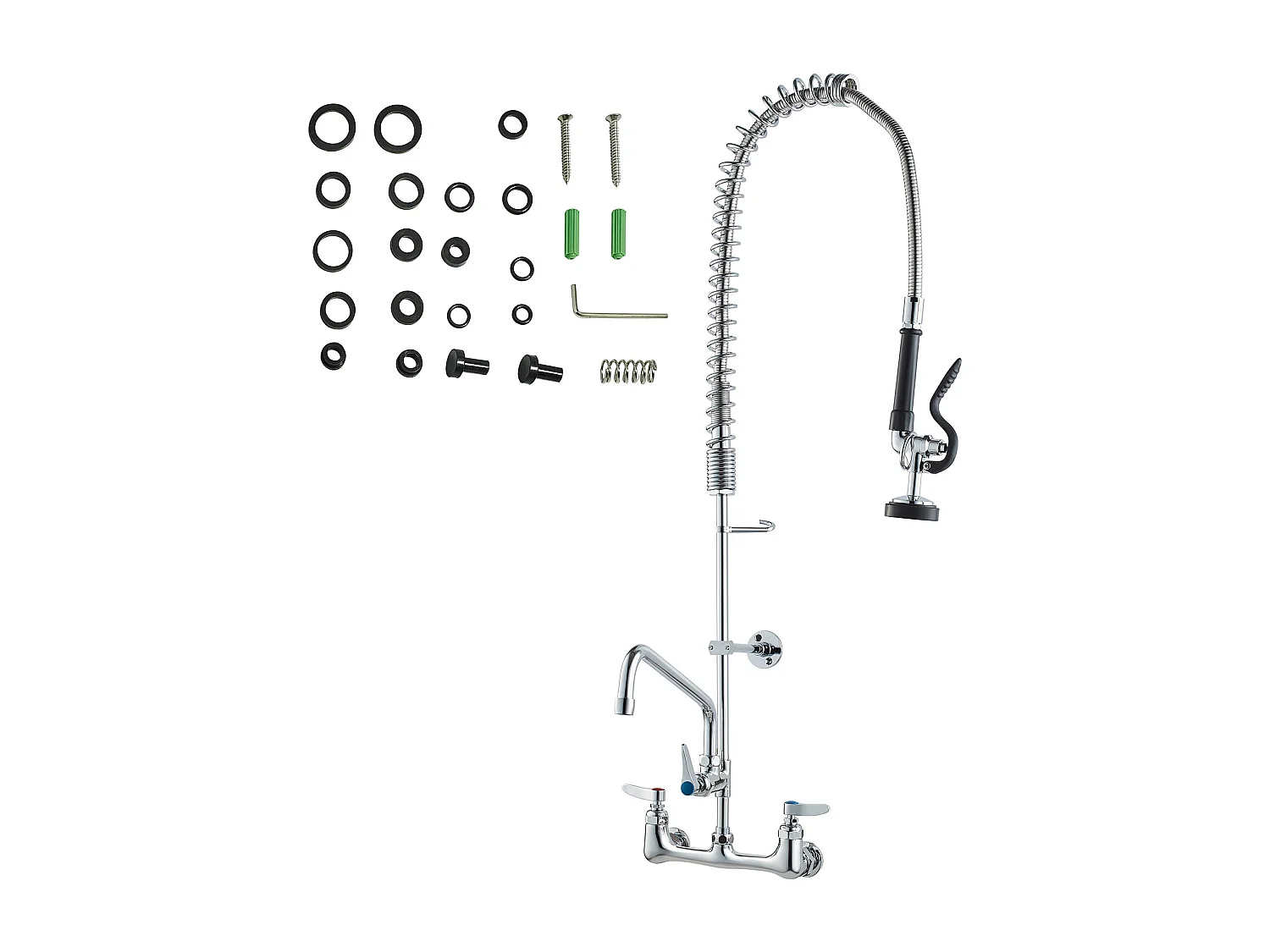 Robinet de Cuisine, SucceBuy Robinet d'Évier de Cuisine Murale Commercial - Avec Pulvérisateur de Pré-Rinçage, 91 cm
