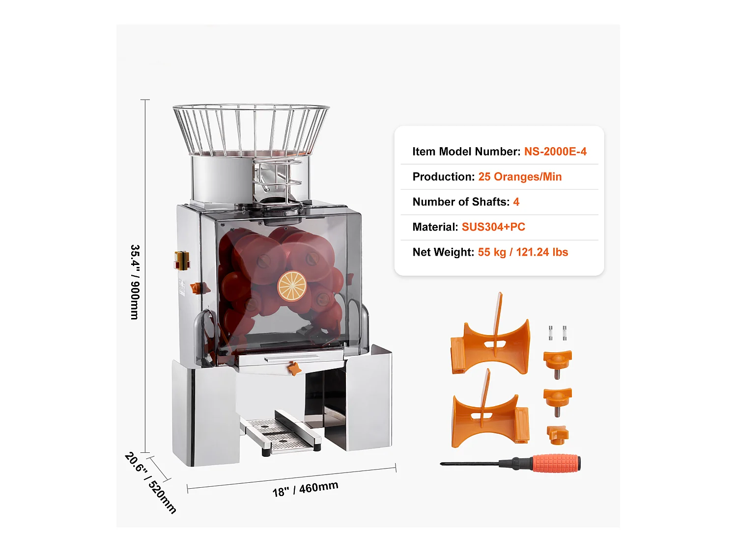 Presse-Agrumes SucceBuy Extracteur de Jus d'Orange Commercial 120 W Machine d'Extraction de Jus Automatique