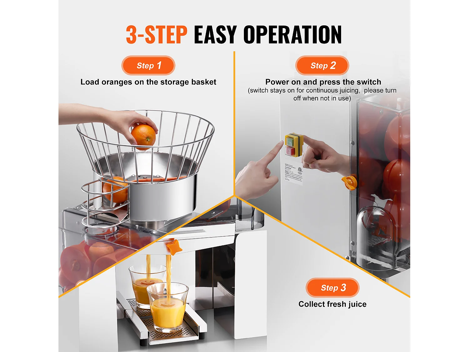 Presse-Agrumes SucceBuy Extracteur de Jus d'Orange Commercial 120 W Machine d'Extraction de Jus Automatique