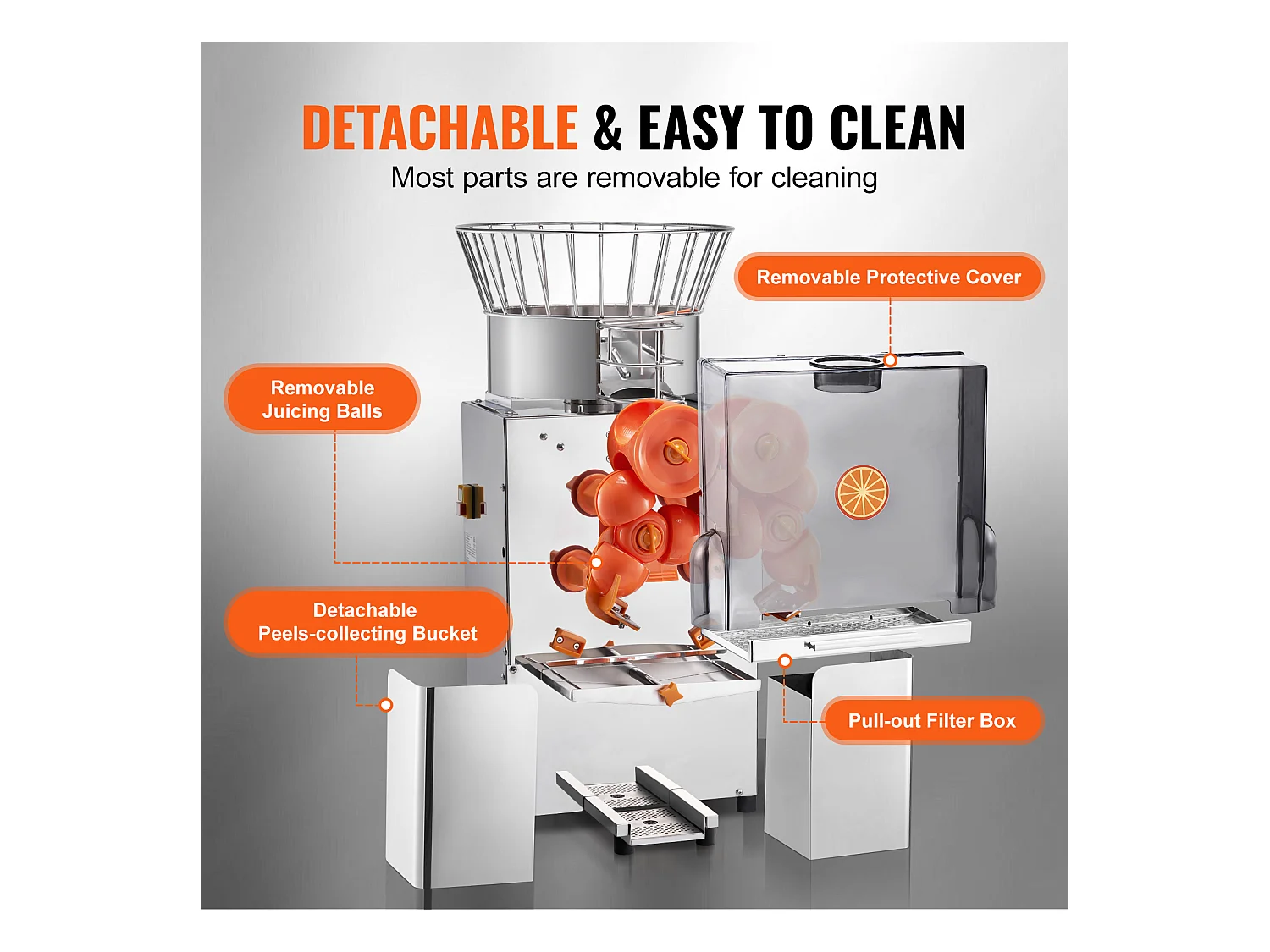 Presse-Agrumes SucceBuy Extracteur de Jus d'Orange Commercial 120 W Machine d'Extraction de Jus Automatique