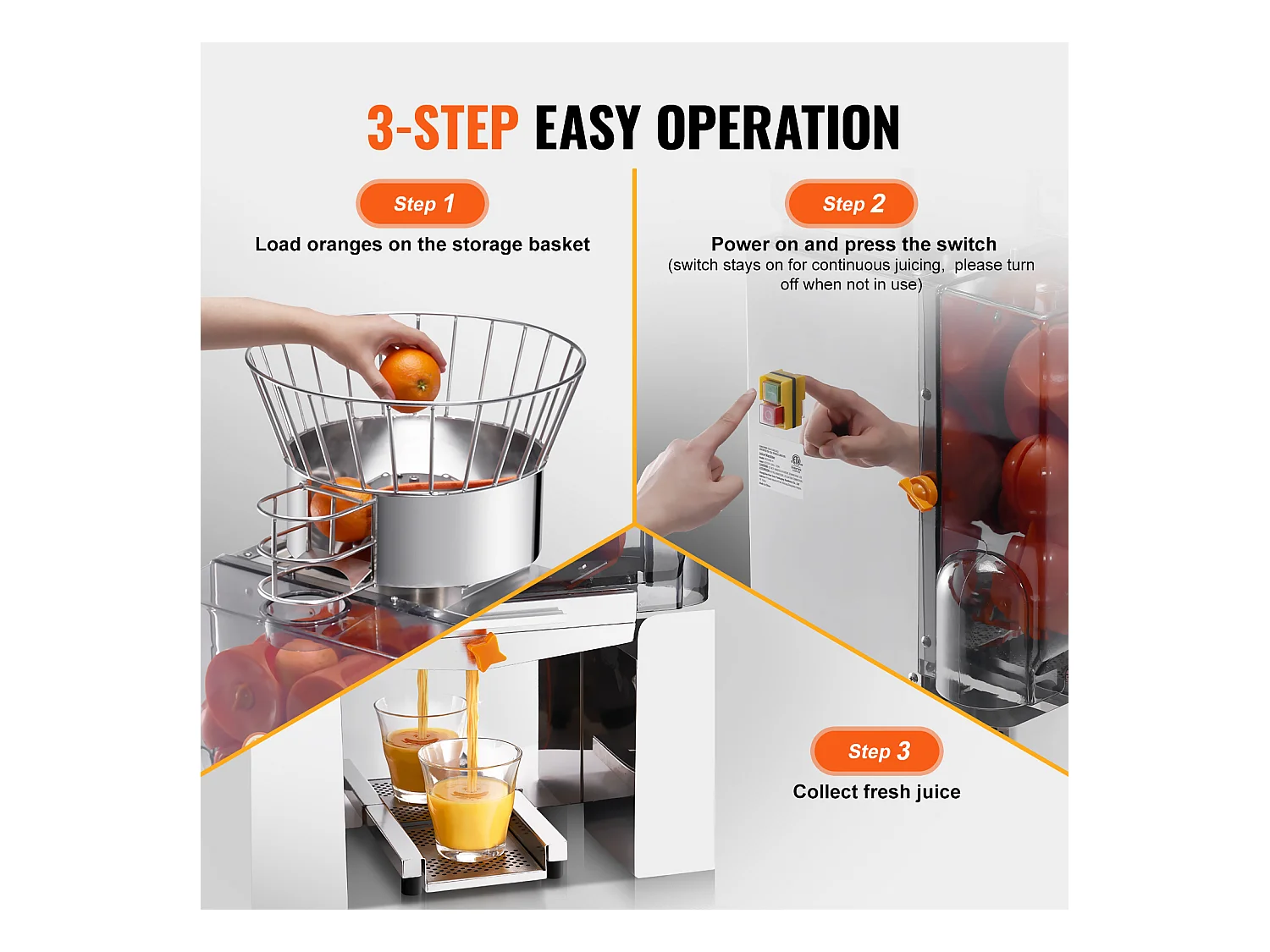 Presse-Agrumes SucceBuy Extracteur de Jus d'Orange Commercial 120 W Machine d'Extraction de Jus Automatique