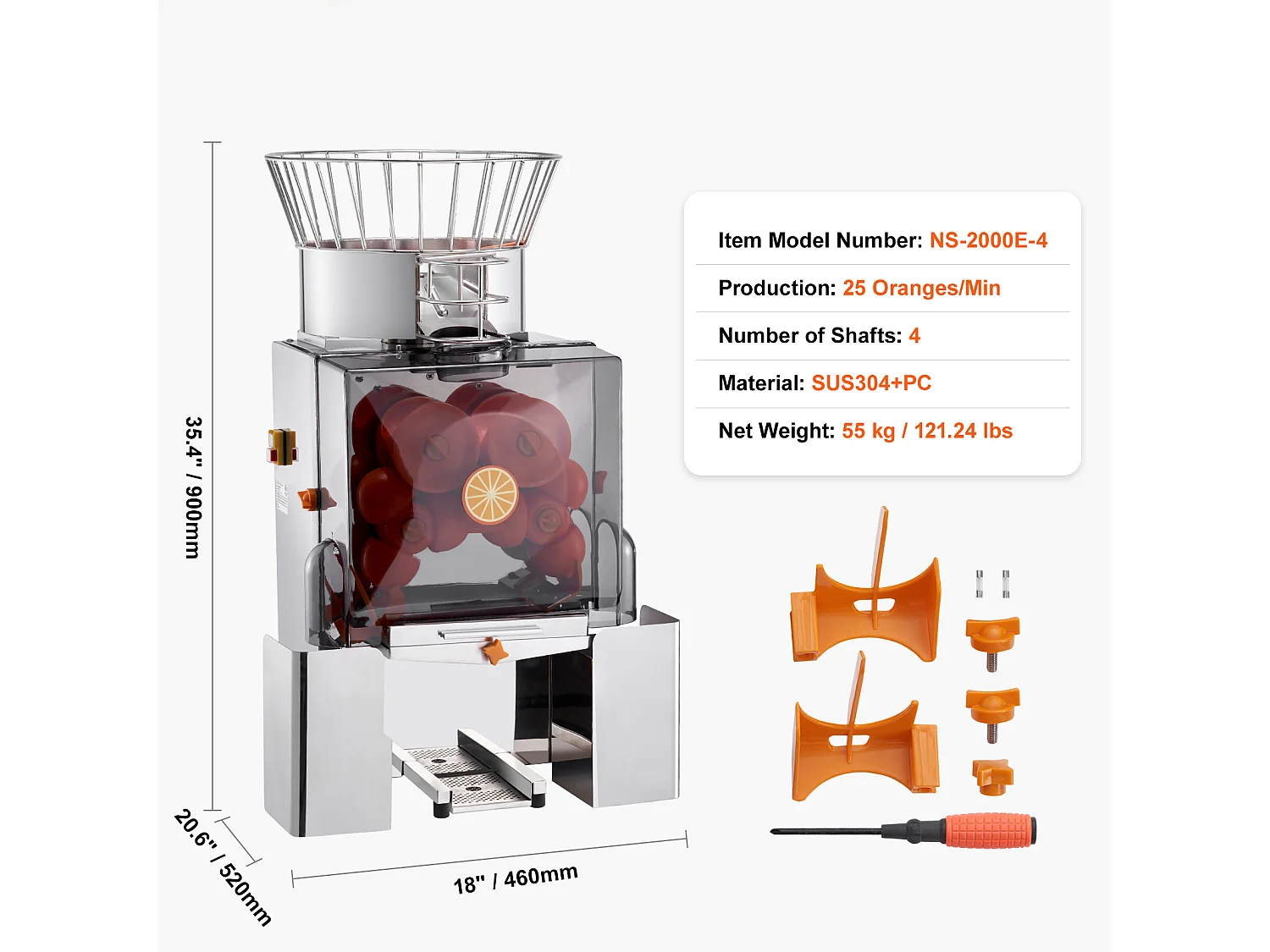 Presse-Agrumes SucceBuy Extracteur de Jus d'Orange Commercial 120 W Machine d'Extraction de Jus Automatique