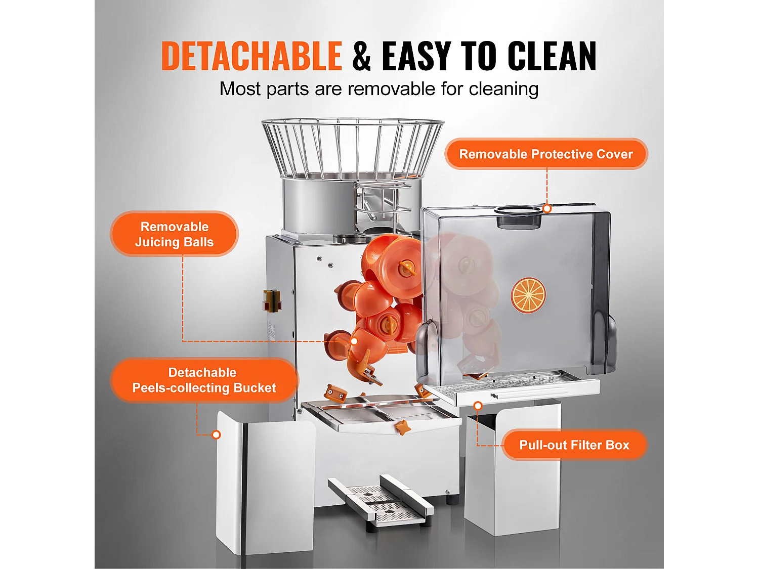 Presse-Agrumes SucceBuy Extracteur de Jus d'Orange Commercial 120 W Machine d'Extraction de Jus Automatique