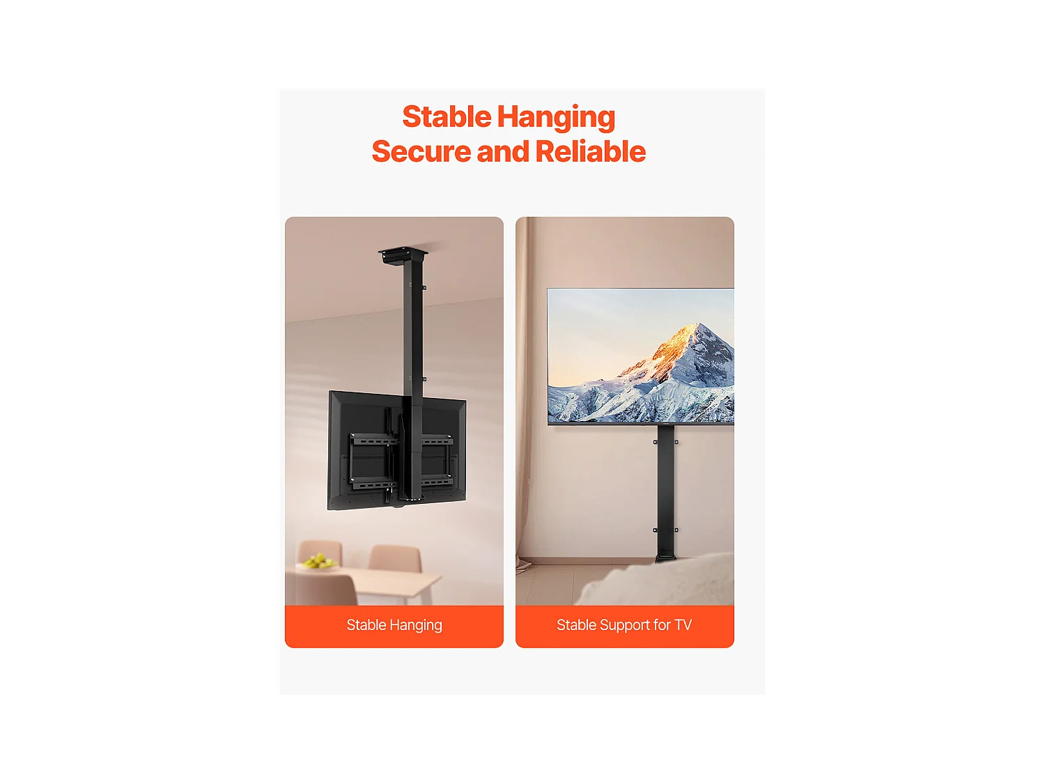 Support TV Murale SucceBuy Support de Plafond Motorisé pour Téléviseur - Écran de 81 à 140 cm - Support de Plafond Réglable Électriquement