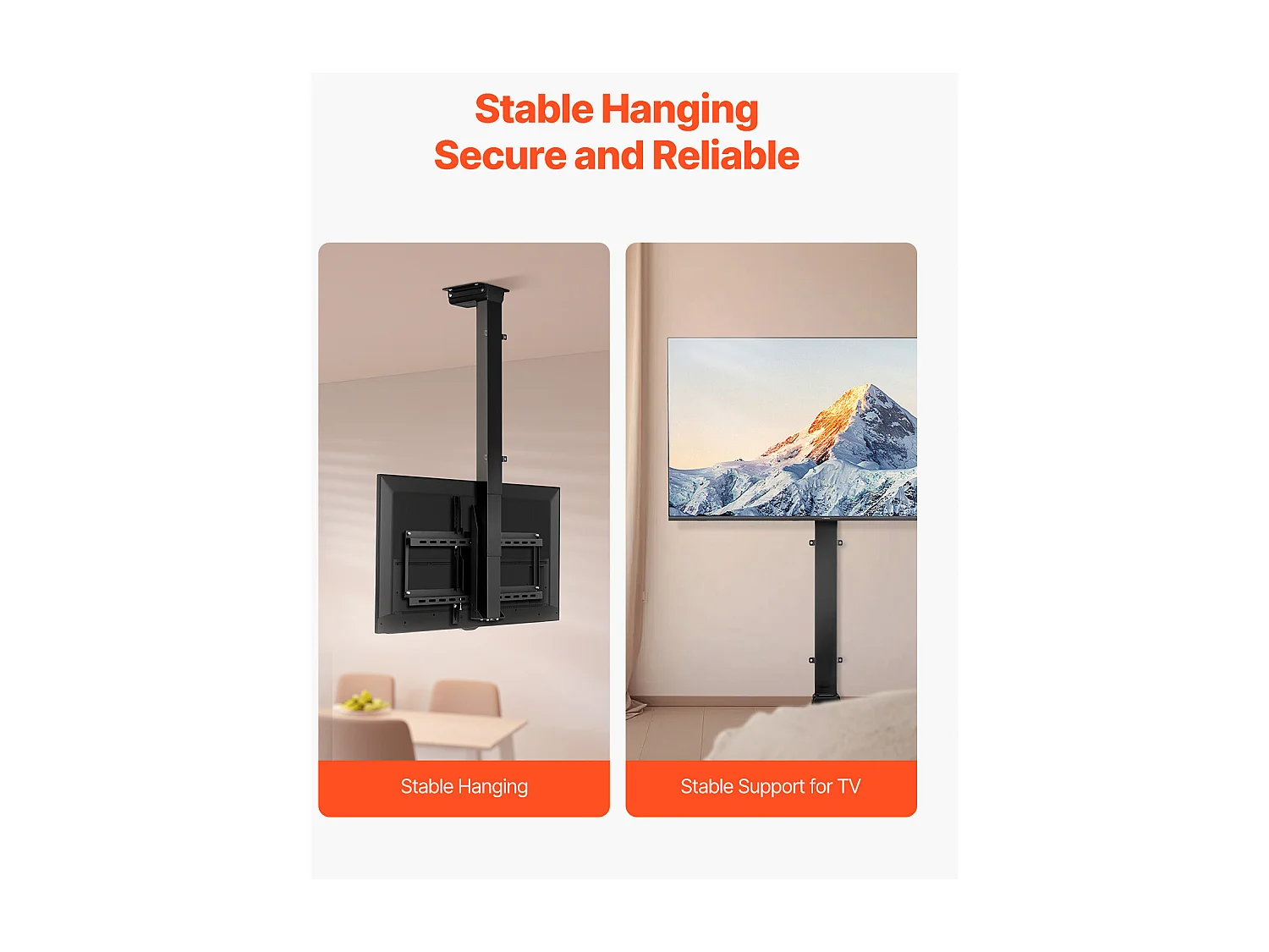 Suporte de Parede para TV SucceBuy Suporte de Teto Motorizado para TV - Ecrã de 81 a 140 cm - Suporte de Teto Ajustável Eletricamente