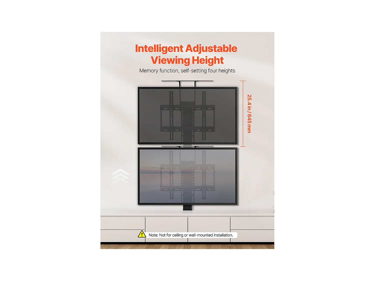 Support TV Murale SucceBuy Support TV Motorisé avec Télécommande, Support TV Électrique Réglable pour Téléviseurs, Capacité de 60 kg