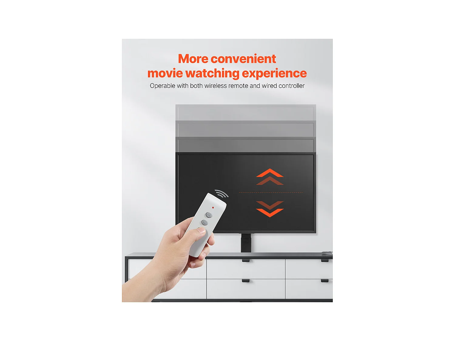 Support TV Murale SucceBuy Support TV Motorisé avec Télécommande, Support TV Électrique Réglable pour Téléviseurs, Capacité de 60 kg