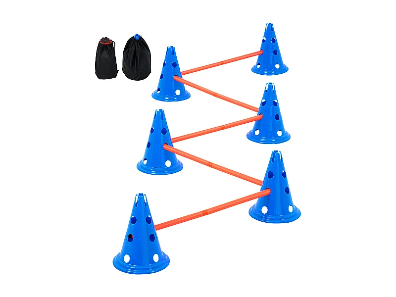 Zestaw do Agility, SucceBuy Dog Agility Cones 6-Pack: 12 Stożków, 6 Pałeczki do Agility z Torbą