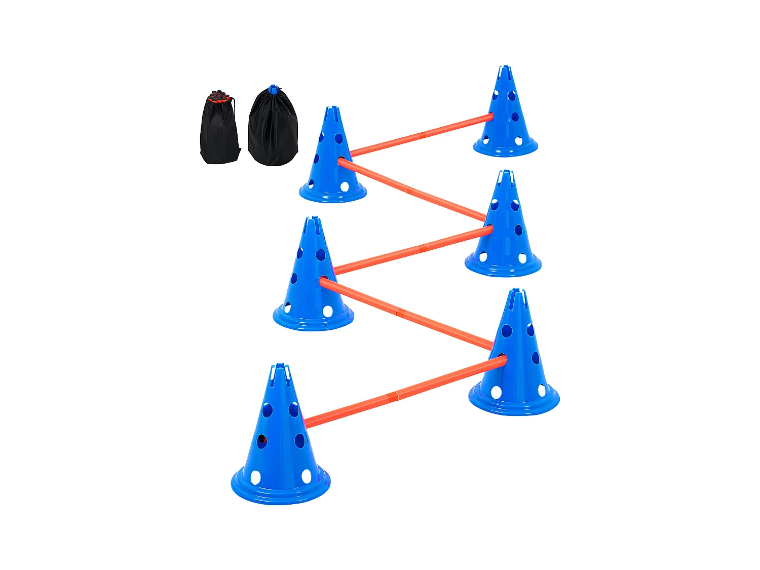 Kit d’Agilité, SucceBuy Dog Agility Cones Lot de 6 : 12 Cônes, 6 Bâtons d’Agilité avec Sac
