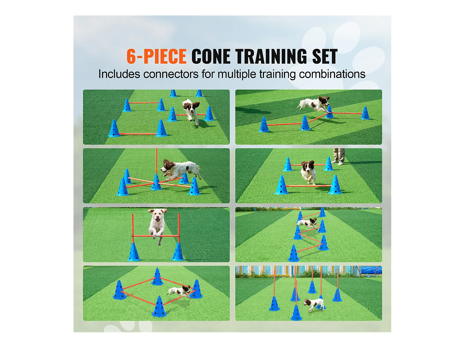 Kit d’Agilité, SucceBuy Dog Agility Cones Lot de 6 : 12 Cônes, 6 Bâtons d’Agilité avec Sac