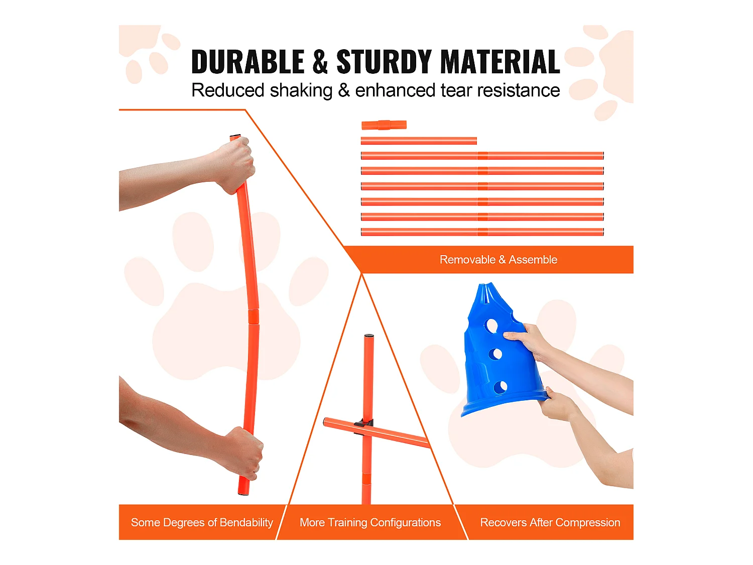 Kit d’Agilité, SucceBuy Dog Agility Cones Lot de 6 : 12 Cônes, 6 Bâtons d’Agilité avec Sac