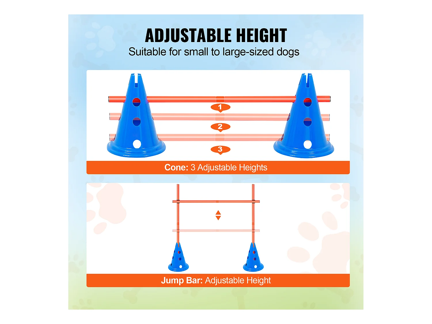 Kit d’Agilité, SucceBuy Dog Agility Cones Lot de 6 : 12 Cônes, 6 Bâtons d’Agilité avec Sac