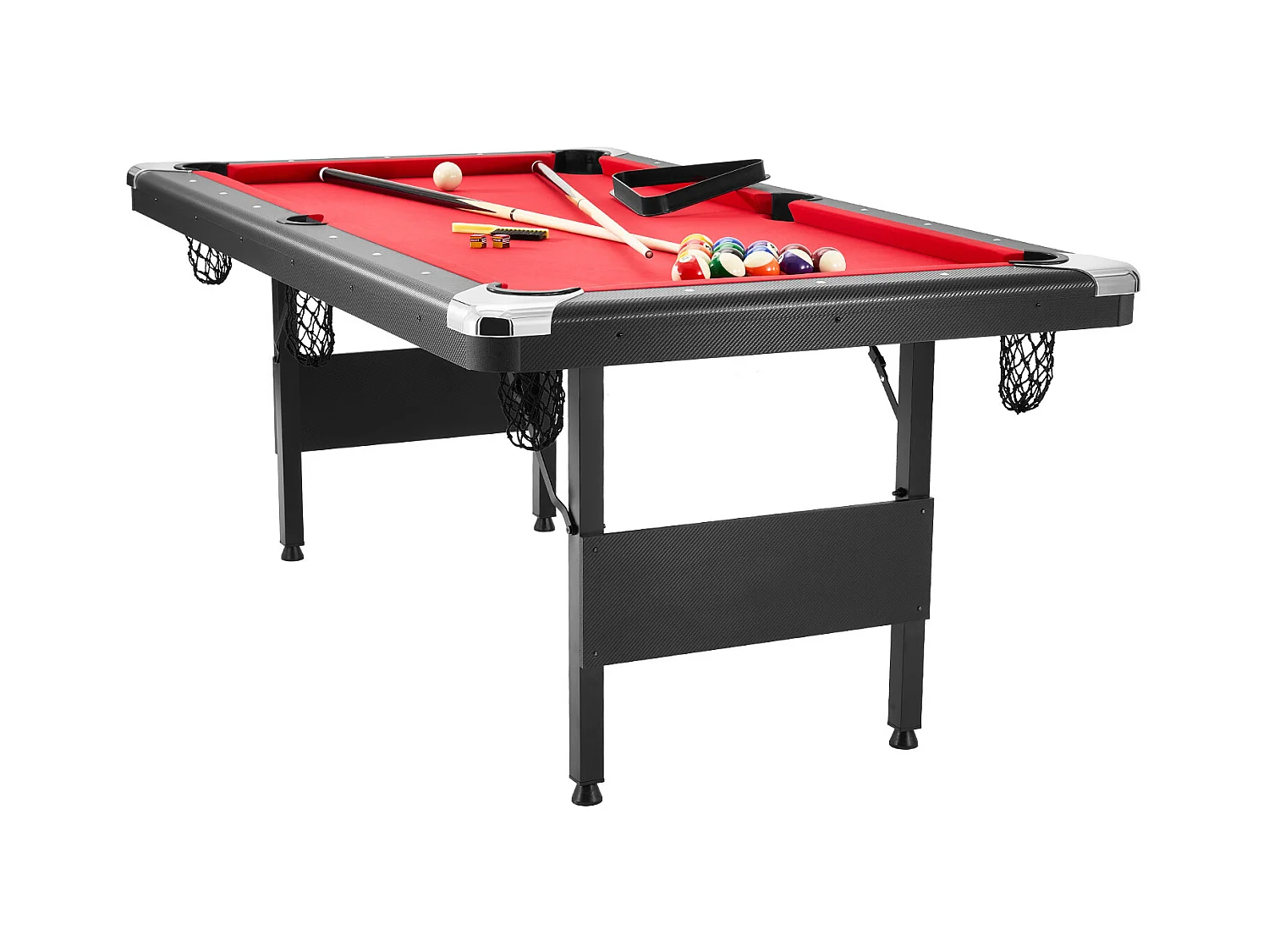 Table de Billard de 192 cm, Table Transformable - Table de Billard Portable avec Tissu Rouge pour Salle de Jeux