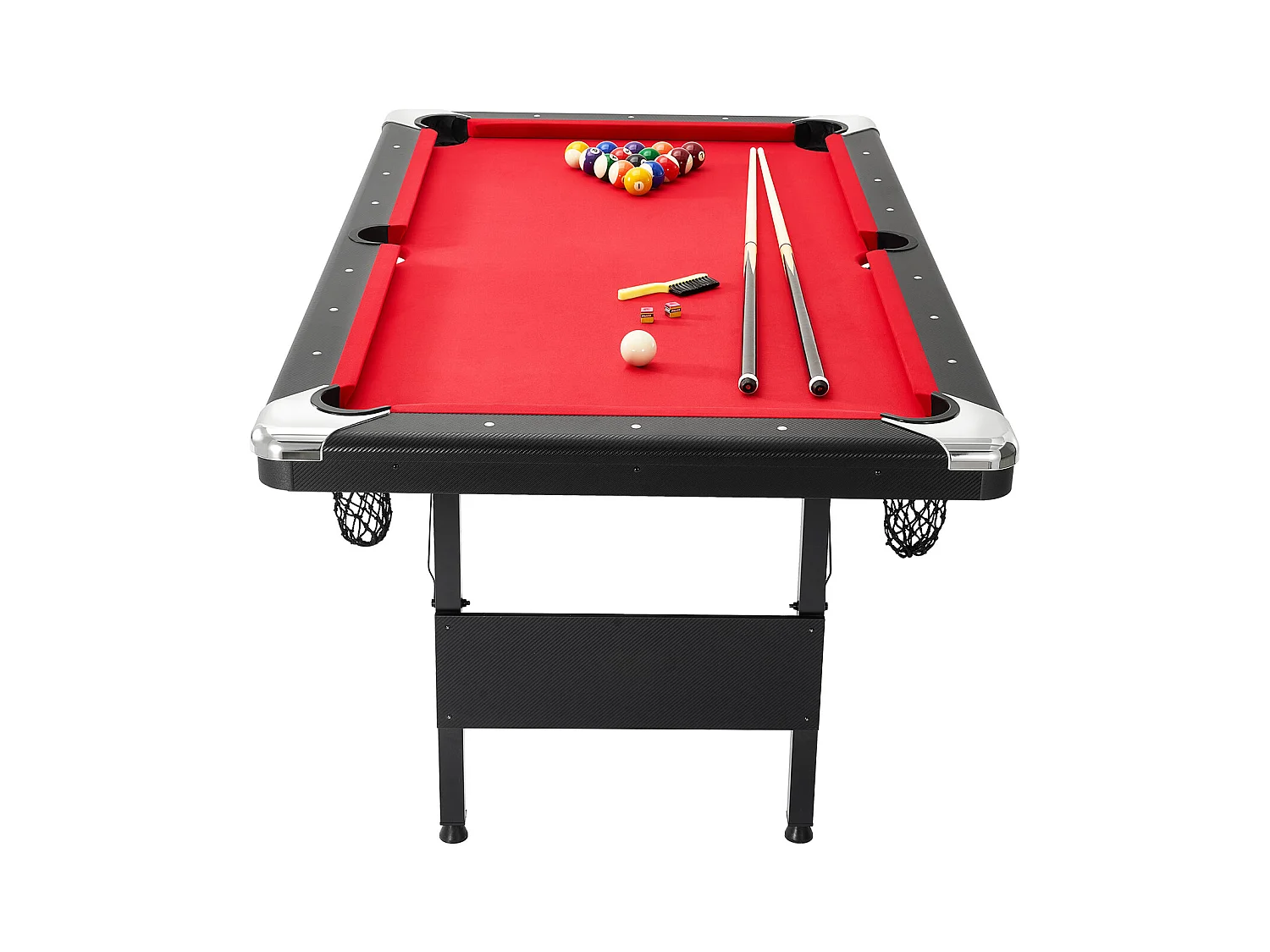 Table de Billard de 192 cm, Table Transformable - Table de Billard Portable avec Tissu Rouge pour Salle de Jeux