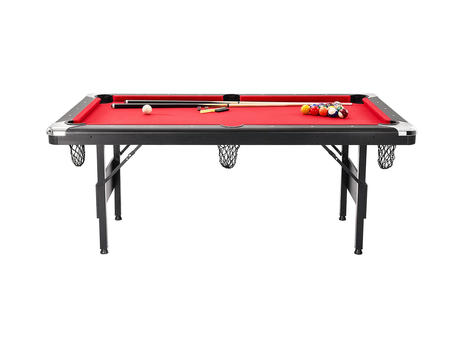 Table de Billard de 192 cm, Table Transformable - Table de Billard Portable avec Tissu Rouge pour Salle de Jeux