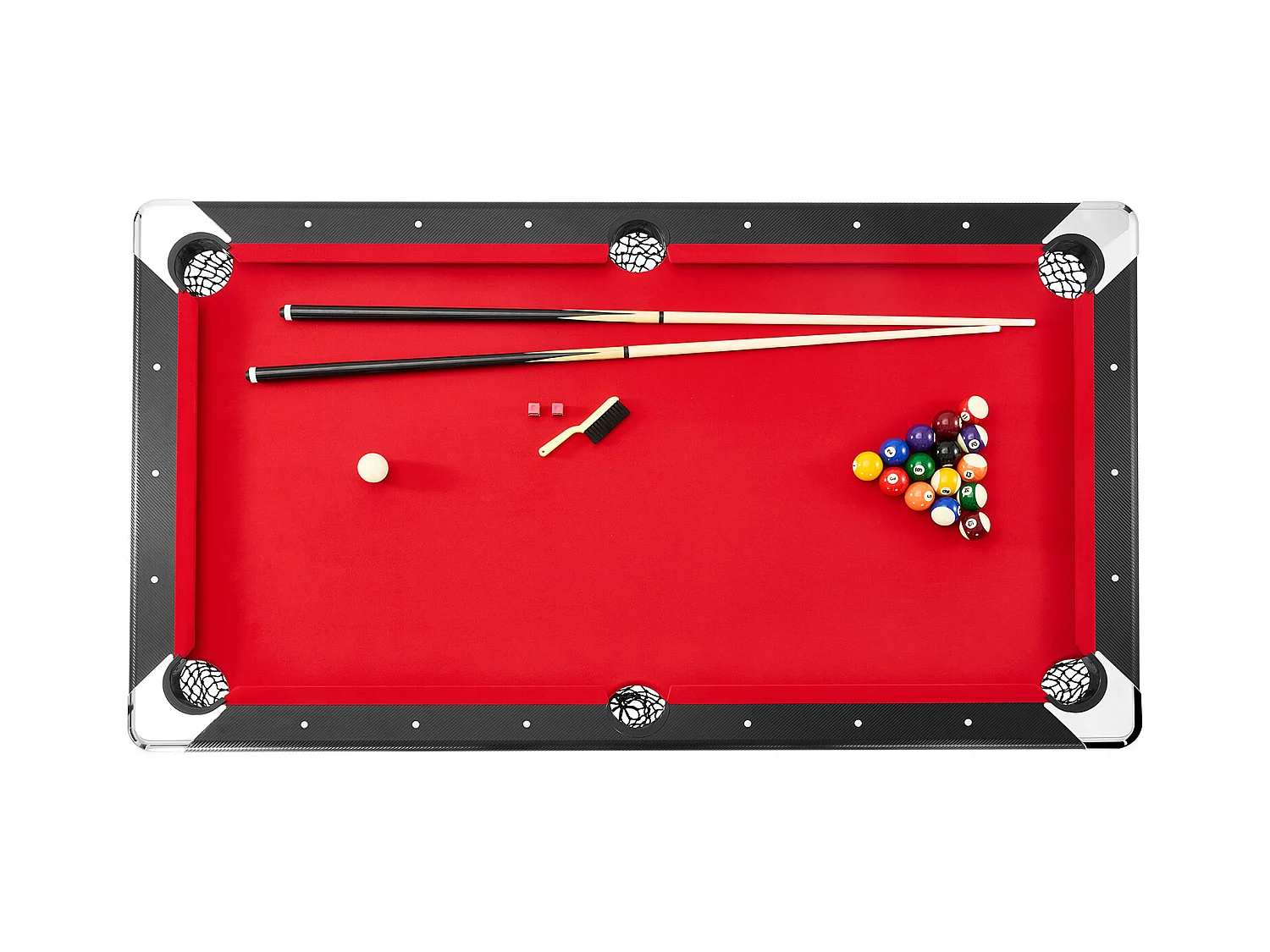 Table de Billard de 192 cm, Table Transformable - Table de Billard Portable avec Tissu Rouge pour Salle de Jeux
