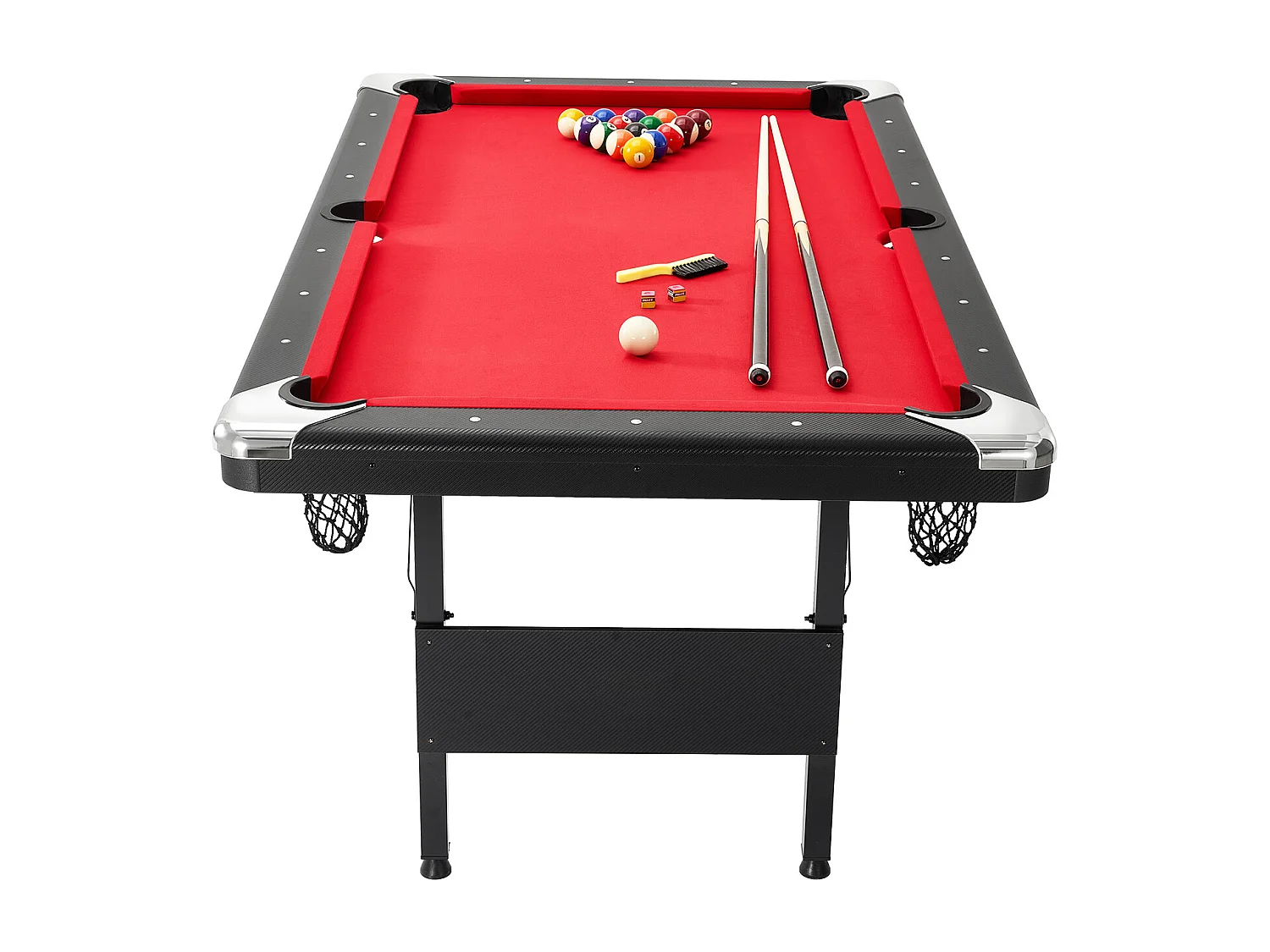 Table de Billard de 192 cm, Table Transformable - Table de Billard Portable avec Tissu Rouge pour Salle de Jeux