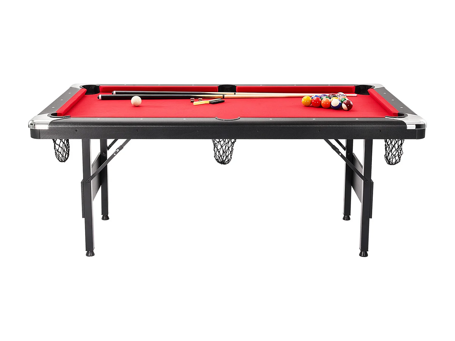 Table de Billard de 192 cm, Table Transformable - Table de Billard Portable avec Tissu Rouge pour Salle de Jeux