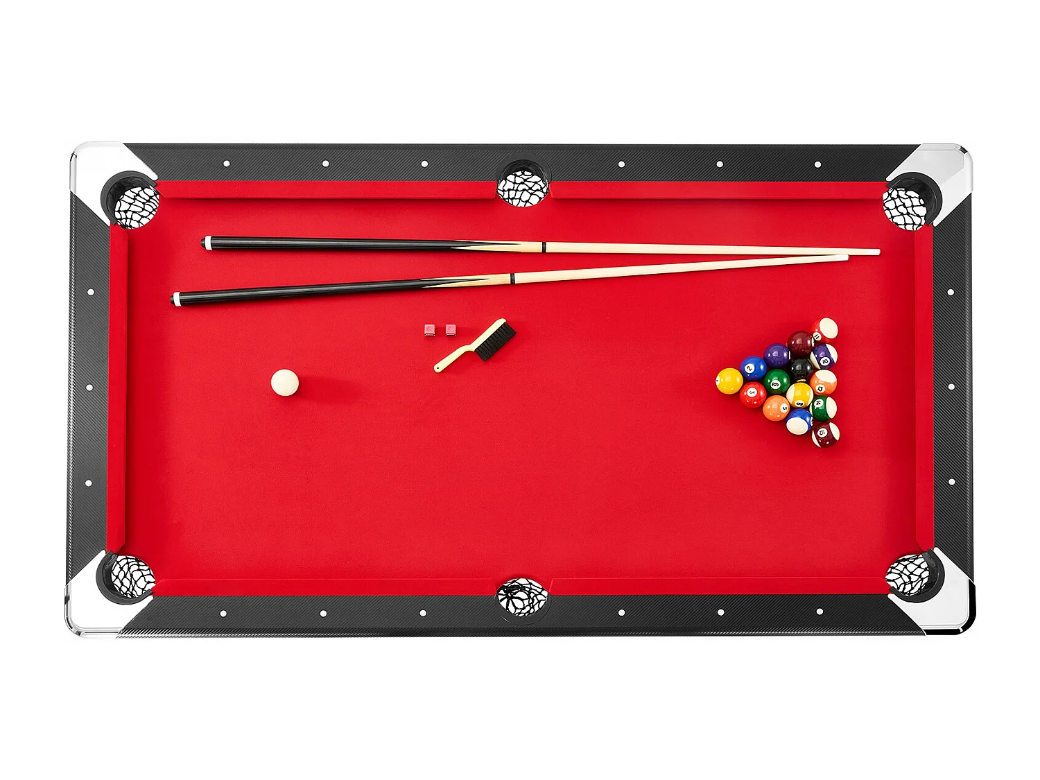 Table de Billard de 192 cm, Table Transformable - Table de Billard Portable avec Tissu Rouge pour Salle de Jeux