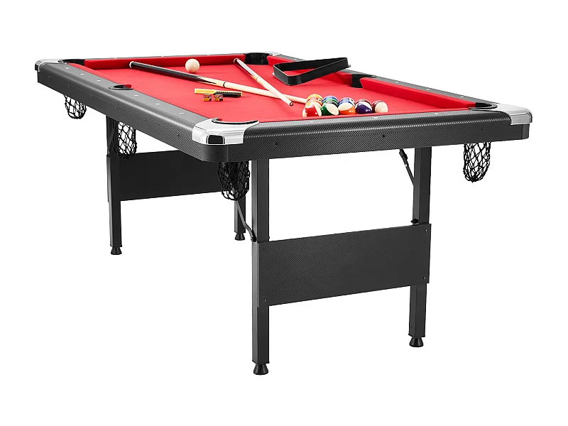 Table de Billard de 192 cm, Table Transformable - Table de Billard Portable avec Tissu Rouge pour Salle de Jeux