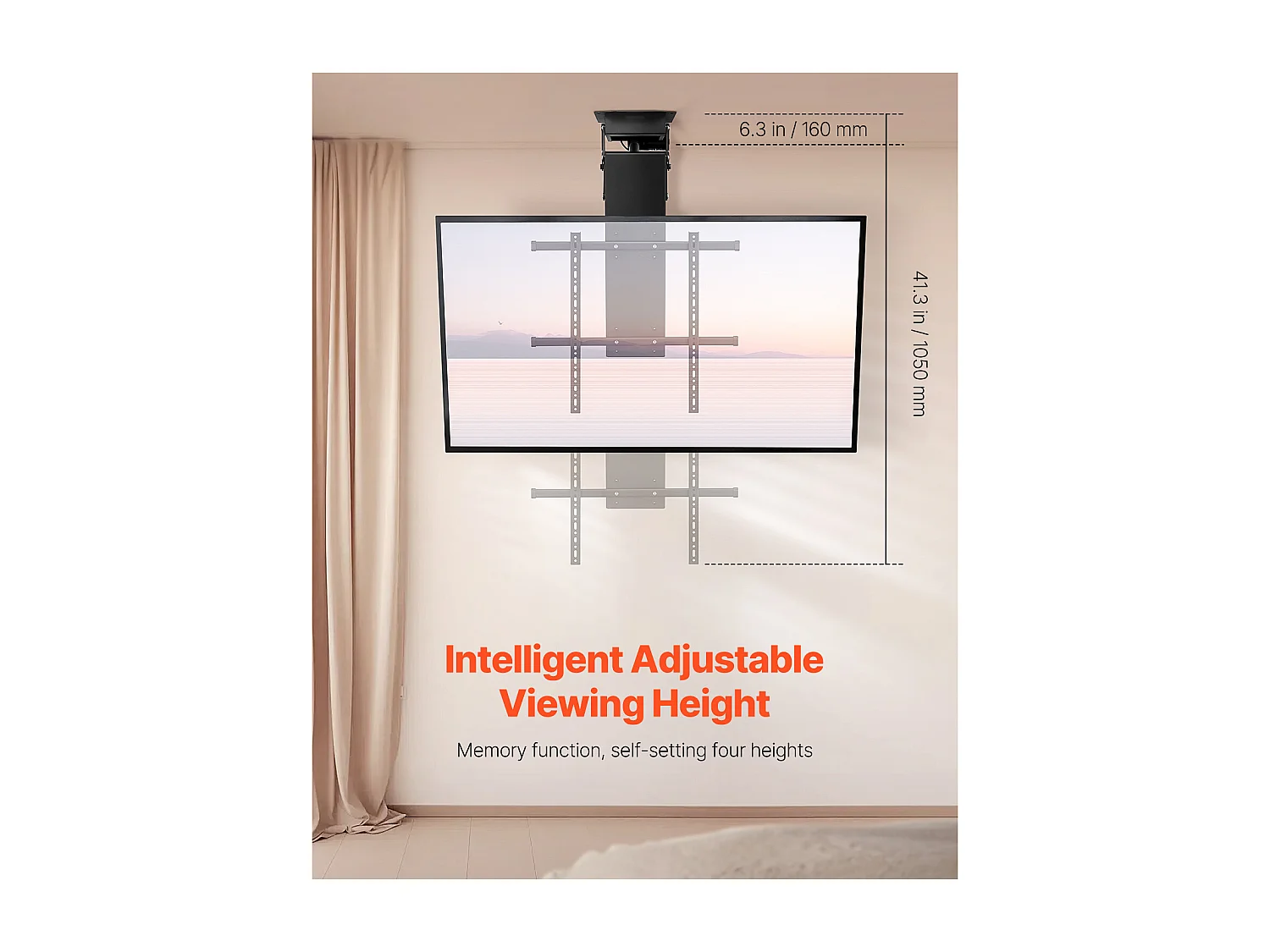 Support TV Murale SucceBuy Support TV de Plafond Motorisé - Rabattable Électriquement pour Écrans de 81 à 178 cm