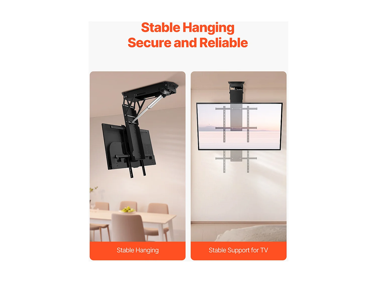 Support TV Murale SucceBuy Support TV de Plafond Motorisé - Rabattable Électriquement pour Écrans de 81 à 178 cm