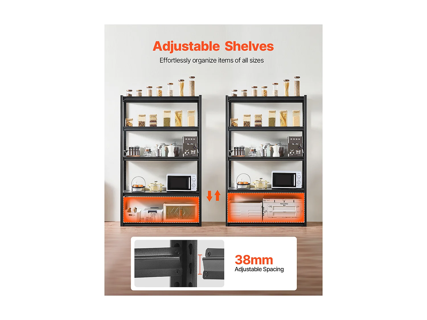 Garagenregale aus Metall SucceBuy 5-Stöckiges Garagenregal, 46 cm T x 122 cm B x 198 cm H