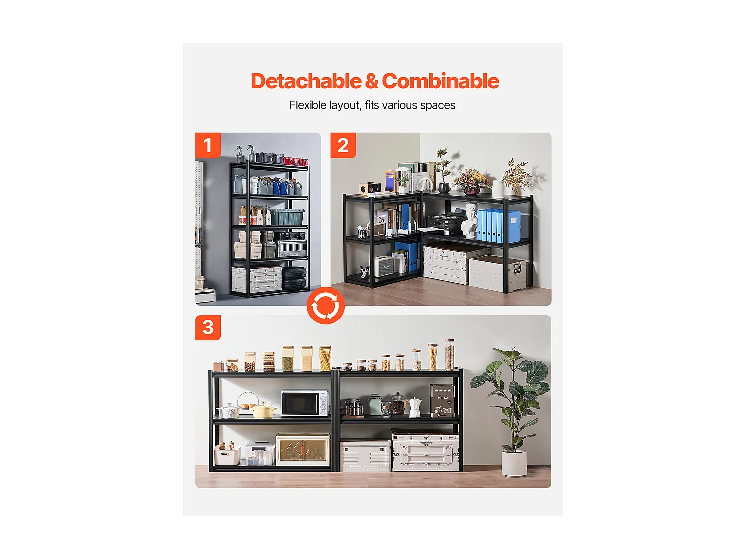 Garagenregale aus Metall SucceBuy 5-Stöckiges Garagenregal, 46 cm T x 122 cm B x 198 cm H